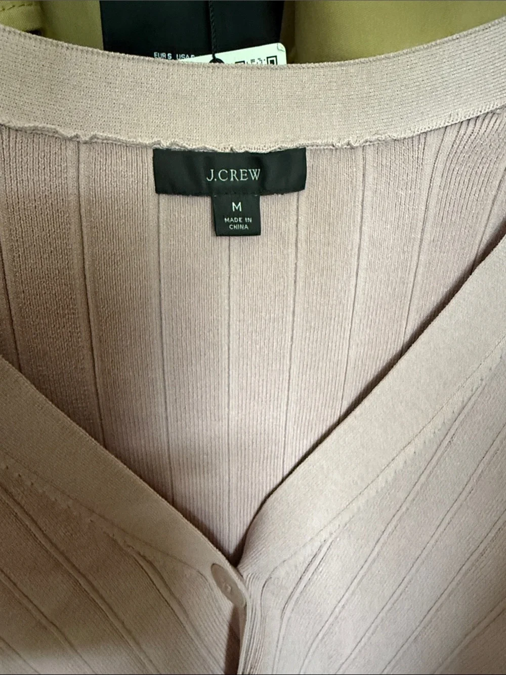 J. Crew Women’s Light Blush V-Neck Ribbed Button Cardigan